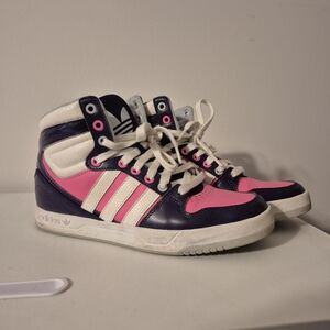Adidas Pink and Purple High-Top Sneakers